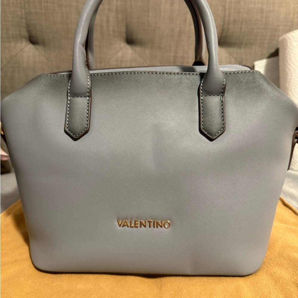 Valentino handbag- dusty blue with black ombré trim